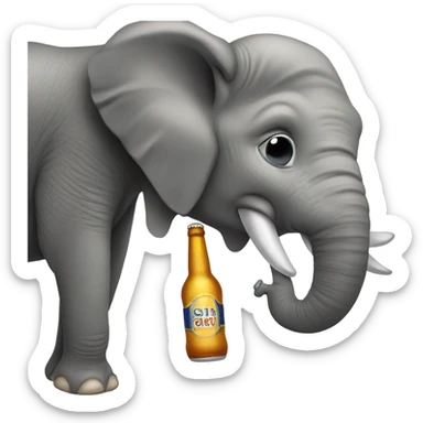 Elephant drinking beer sticker