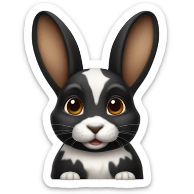 Harlequin rabbit breed black and dark brown sitting sticker