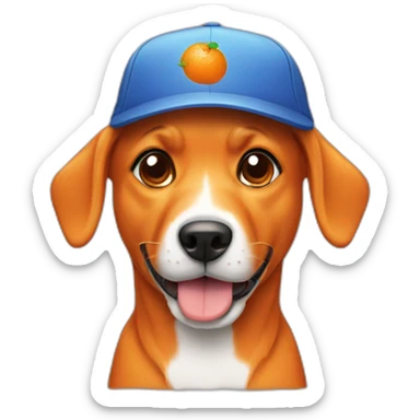 orange dog with cap sticker