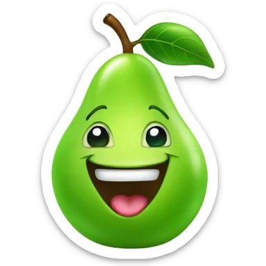 Shiny Green Cute pear with tongue sticker