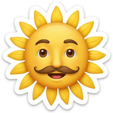 sun with mustache with no smile no brows sticker