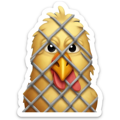 A chicken in jail sticker