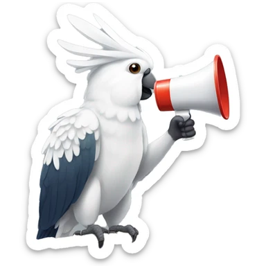cockatoo talking with megaphone sticker