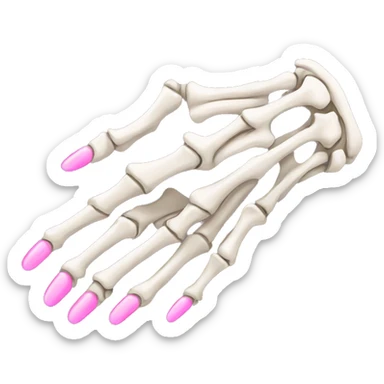 skeleton hand with long pink nails sticker