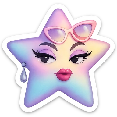 tiny pastel gradient star, glamorous and stylish, no background sticker