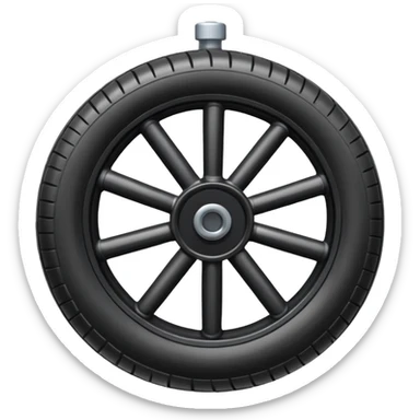 he aircraft's landing gear is one inflated, plump wheel with a strut, black in color, cartoon-style sticker