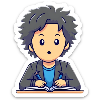 panicked teacher with messy hair and stressed facial expression sticker