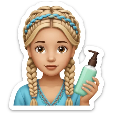 Carmel girl with boho braids  doing skincare sticker