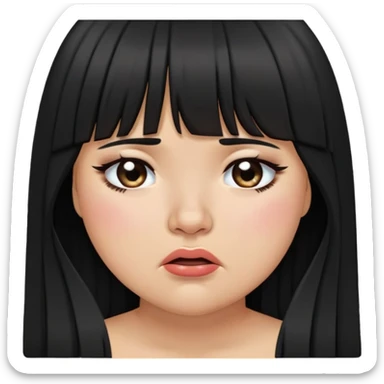 Latina girl with bangs black long hair plus size crying sticker