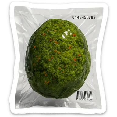 mossy rock with abundant moss and tiny colorful flowers, shiny and inflated sticker