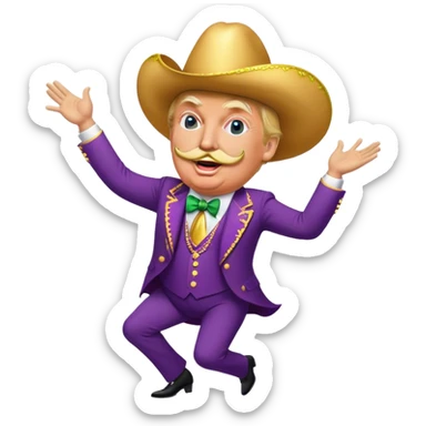 Donald trump dancing at Mardi Gras with a large moustache  sticker