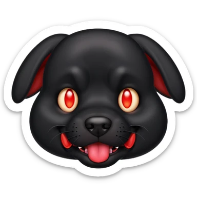 Generate a emoji of a big evil black dog with red eyes and a tongue sticking out sticker