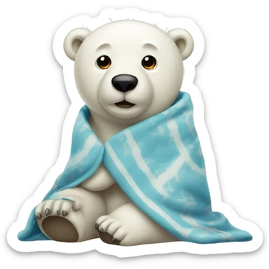 polar bear with blanket sticker