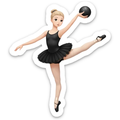 full body balet with black tutu holding ball sticker
