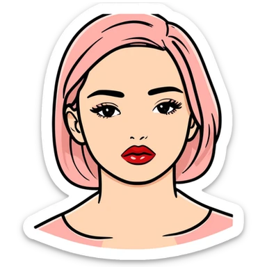 full glossy pouty baddie lips with lip liner sticker