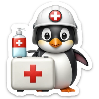 penguin medic with first aid kit and helmet sticker