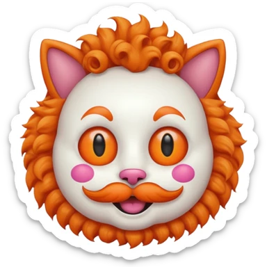 cat with a curly mustache and clown makeup, emoji style sticker
