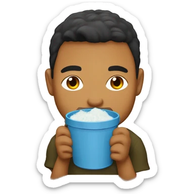 A tongan man with a name tag that says Tavake and he is drinking a bucket of kava sticker