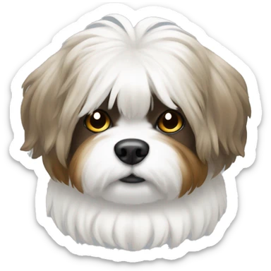 a shitzu that's has brown and white hair  sticker