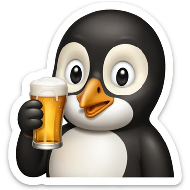 un pingouin réaliste qui boit une bière  sticker