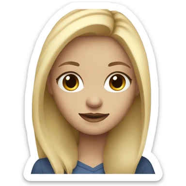 Blonde girl with long hair and blue eyes working on her MacBook sticker