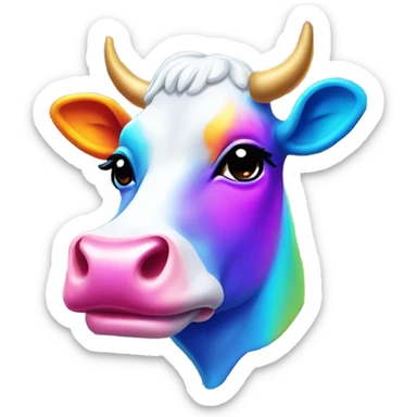 Lisa frank rainbow cow sticker