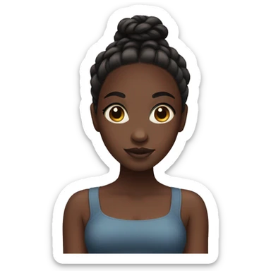 black darkskin girl with braids in a bun and big eyes sticker