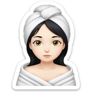 Girl with black hair and white skin after bath sticker