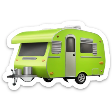 Realistic lime green camping travel trailer isolated.  sticker