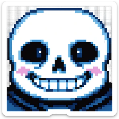 Show only Sans's face, no background, pixel art style sticker