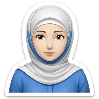 woman with white hijab wearing blue outfit, looking straight ahead, surrounded by code snippets, algorithms, data structures, programming languages, command terminals, software architecture diagrams, computer science formulas, and futuristic tech interfaces sticker