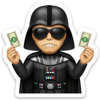 Darth Vader wearing shades with dollar signs sticker
