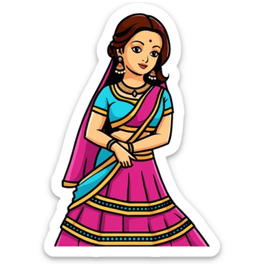 Aishwarya Rai in a lehenga, traditional Indian bridal outfit, jewelry sticker