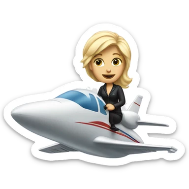 blonde riding a jet plane sticker