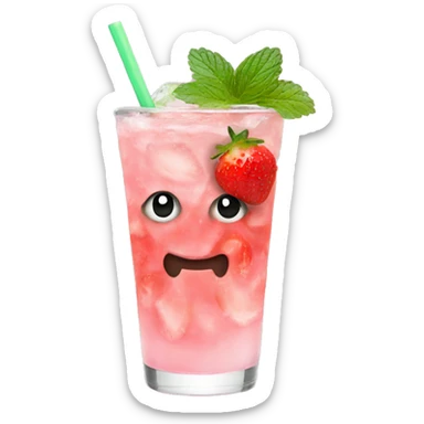 Pastel pink mojito strawberry  sticker