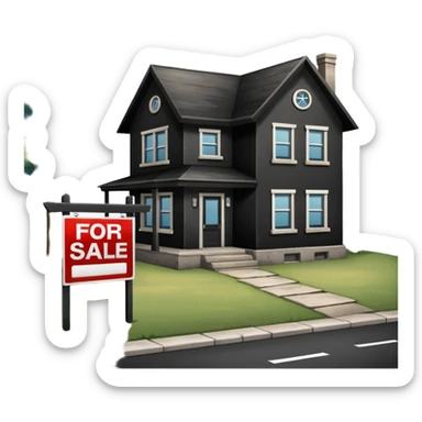 pic of house with for sale sign in yard, next to a bank sticker