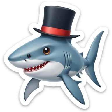 Shark with a top hat sticker