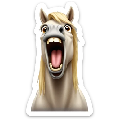 flabbergasted horse with screaming face sticker