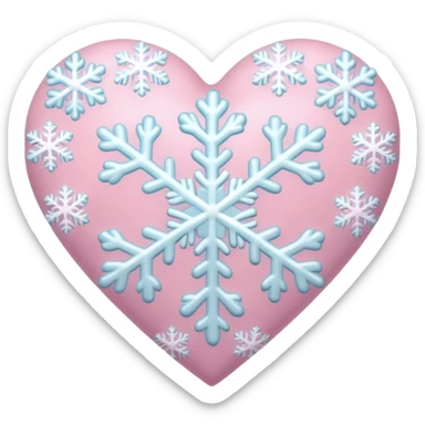 A big soft smooth glossy fuzzy furry pastel heart with white snowflake pattern sticker