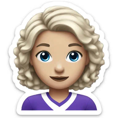 cheerleader in purple with blue eyes and dark hair sticker
