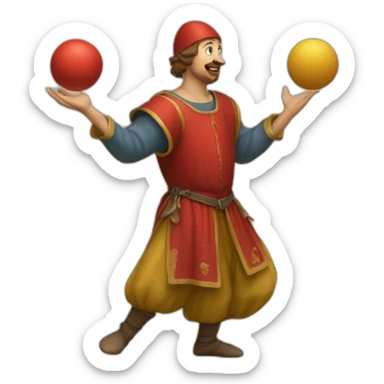 medieval juggler juggling 4 balls sticker