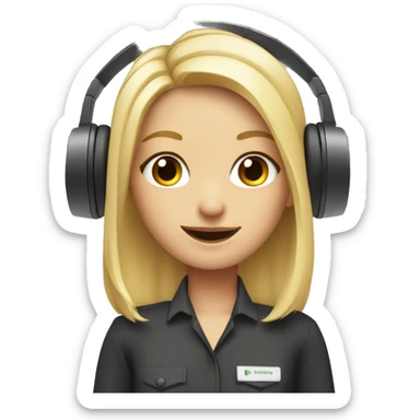 Audio technician blonde girl with an audio desk sticker
