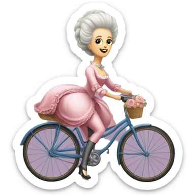 Marie Antoinette riding a bike sticker