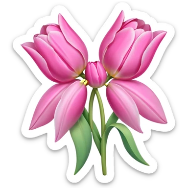 Pink tulips with a bow sticker