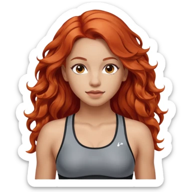 Athletic girl with long light red wavy hair and smaller boobs sticker