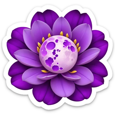 purple blossom with a purple Moon sticker