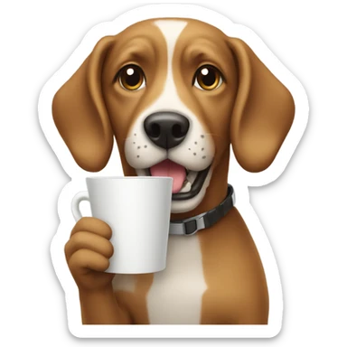 dog holding a cup sticker