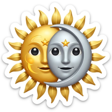 Sun and moon connected. Solstice sticker