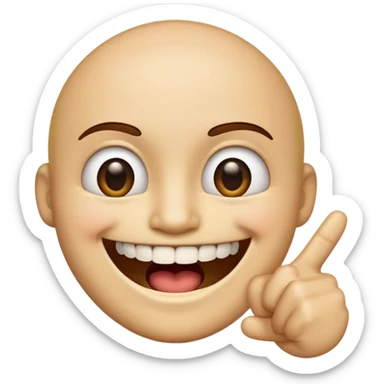 emoji smiling with point finger between teeth sticker