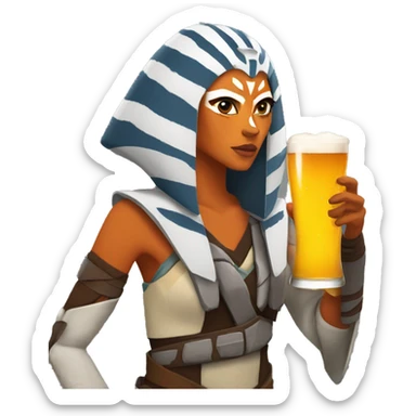 Ahsoka drinking a beer sticker